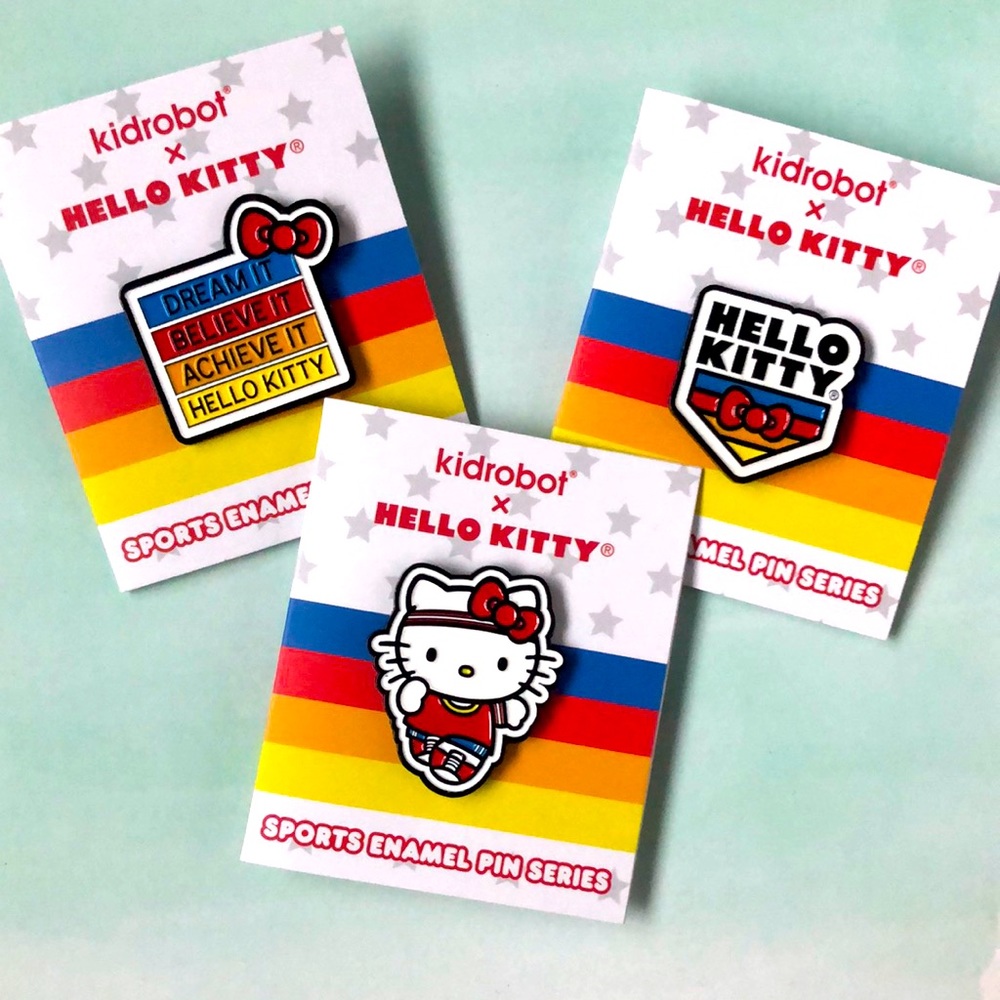 Hello kitty x kid robot enamel pins! NWT